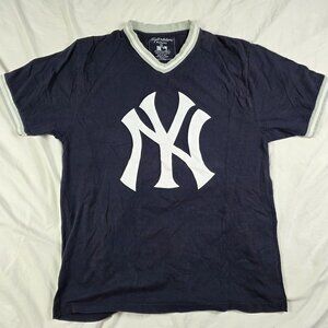 Wright & Ditson Mens Size 2XL Black Shirt New York Yankees V Neck MLB Sports